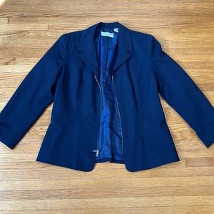 Navy Blue Zippered Blazer